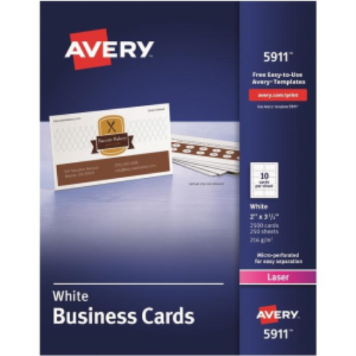 5911 CARTES D'AFFAIRES PERFORÉES, BLANCHES, 5,08 X 8,89 CM, 250 FEUILLES