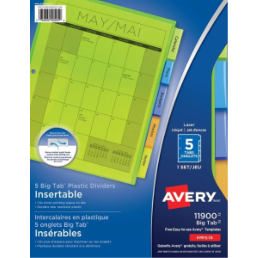 11900 intercalaires en plastique, 5 onglets, 1 jeu, multicolore