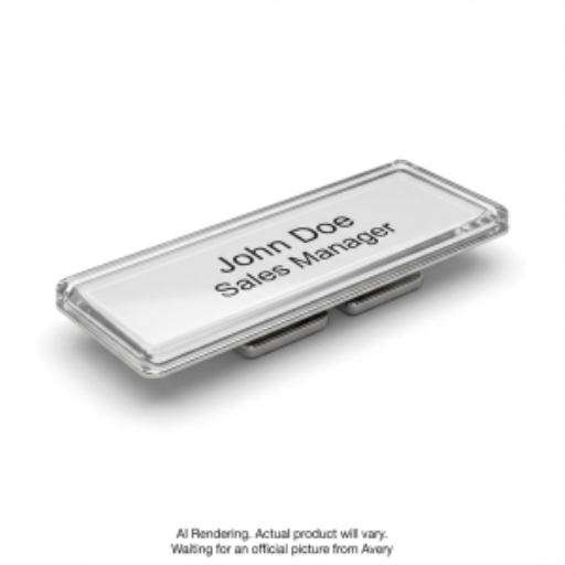 Avery Laser The Mighty Badge® Reusable Name Badge Kit Silver, 1" x 3", 50 badges/box