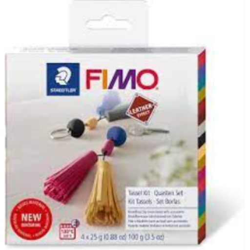 Kit de fabrication de porte-clés à pompon en pâte polymère FIMO effet cuir