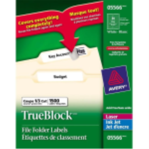 5566 ÉTIQUETTES DE CLASSEMENT, TRUEBLOCK, 37/16" X 2/3", PERMANENTES, BL