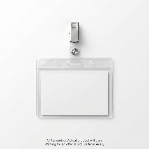 Porte-badge Avery + Attache clip adaptée aux vêtements sur sangle, Orientation horizontale, 6,4 cm x 8,9 cm, 50/boîte
