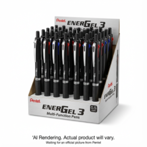 EnerGel 3 Multifonction, Stylo Gel Liquide 3 en 1, (0.5mm), Encre Noire/Rouge/Bleue, Corps Noir, Présentoir Libre-Service, 36 Pièces