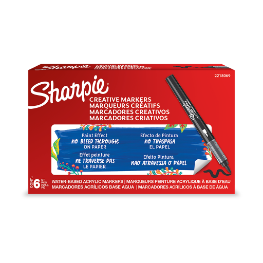 Sharpie Creative Marker, Water-Based Acrylic Marker, Brush Tip, Black, 1 Unit