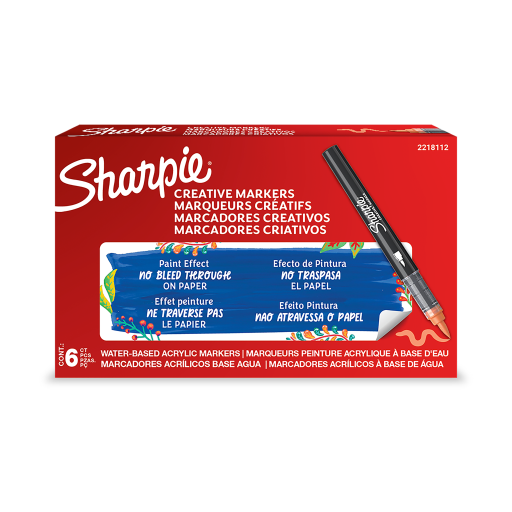 Sharpie Creative Marker, Water-Based Acrylic Marker, Brush Tip, Orange, 1 Unit