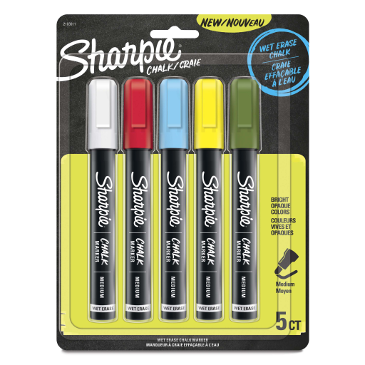 Sharpie Chalk Markers, Wet Erase Markers, Assorted Colours, 5 Count
