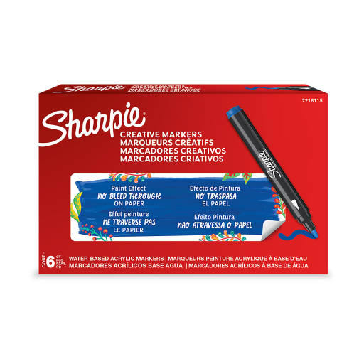 Sharpie Creative Marker, Water-Based Acrylic Marker, Bullet Tip, Blue, 1 Unit