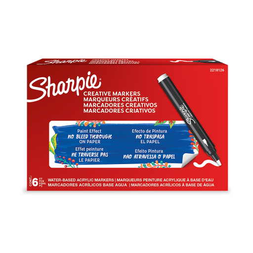Sharpie Creative Marker, Water-Based Acrylic Marker, Bullet Tip, White, 1 Unit