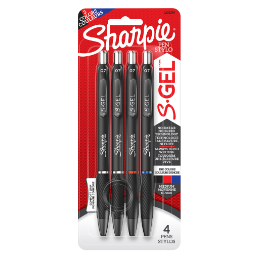 Sharpie 2105290 S-Gel Gel Pens – Medium Point (0.7 mm), Assorted Colours, 4 Count
