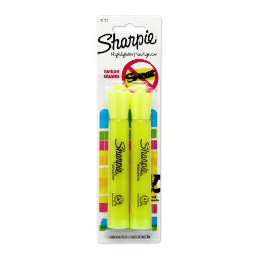 Sharpie Tank Highlighters, Chisel Tip, Yellow, 2 Count