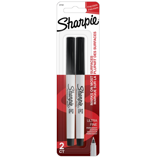 Sharpie Permanent Markers, Ultra Fine Point, Black, 2 Count