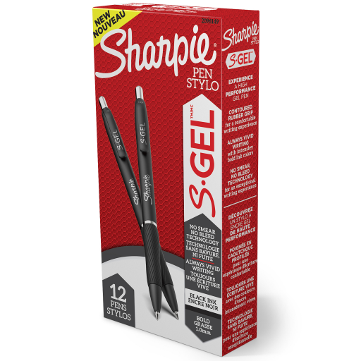 Sharpie S-Gel, Stylo Gel, Pointe Large (1,0 mm), Stylo Gel Encre Noire, 1 Unité