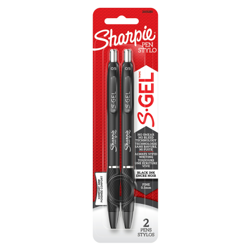 Sharpie 2105285 S-Gel Gel Pens, Fine Point (0.5 mm), Black Ink – 2 Count