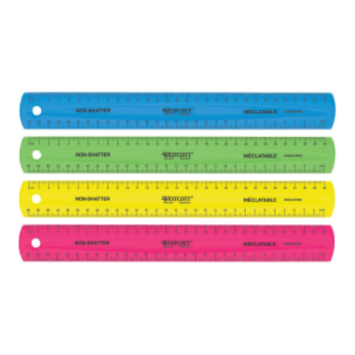 Règle incassable 30cm, couleurs assorties
