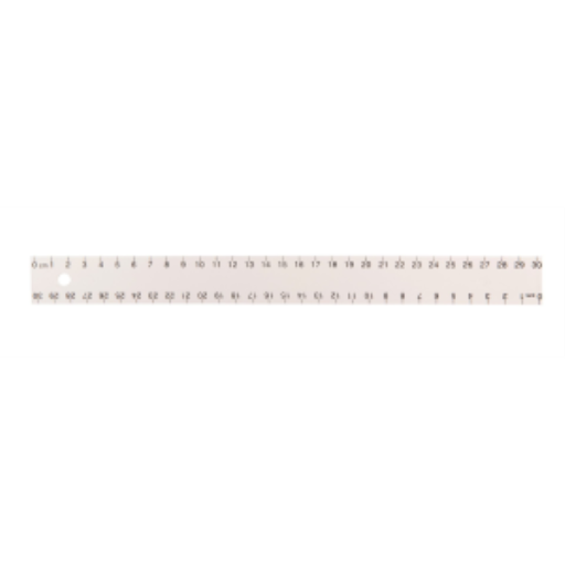30cm White Plastic Ruler (cm 0-30) / 
Règle blanche en plastique de 30 cm (cm 0-30)