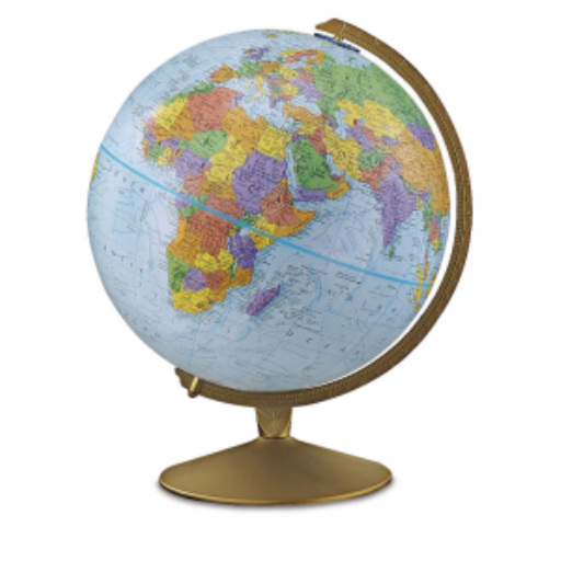 Globe de bureau Explorer Océan bleu, 30 cm de diamètre, avec base et semi-méridien en métal (Anglais)
