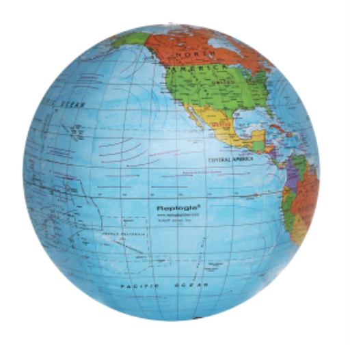 Globe gonflable politique Océan Bleu 27"/60,5cm de diamètre (anglais)