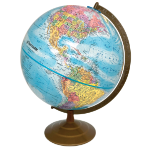 Globemaster 12"/30Cm Diameter Blue Ocean Desk Globe With Metal And Semi-Meridian (English)