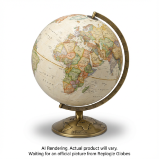 National Geographic Allamson 12"/30Cm Diameter Antique Parchment Ocean Desk Globe With Die-Cast Base And Semi- Meridian (English)