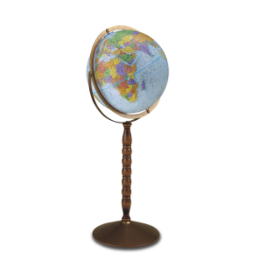 Globe Replogle Treasury 12"/30 cm de diamètre, fond océanique bleu, avec support métallique et méridien complet (anglais)