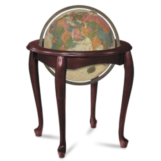 Globe lumineux antique Queen Anne 16"/40,5 cm de diamètre représentant le fond océanique (Anglais)