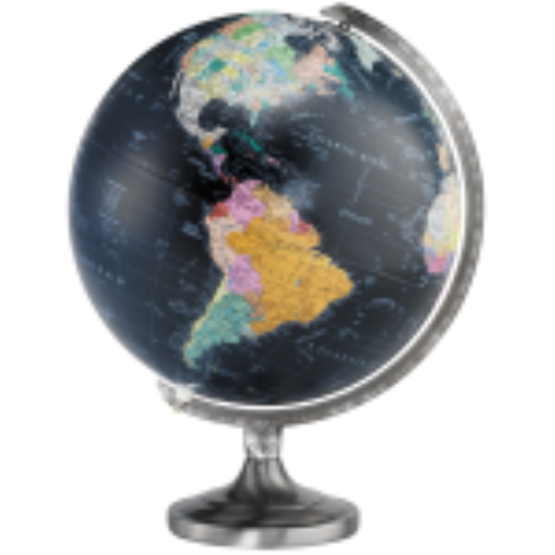 Orion 12"/30Cm Diameter Black Ocean Illuminated Desk Globe (English)