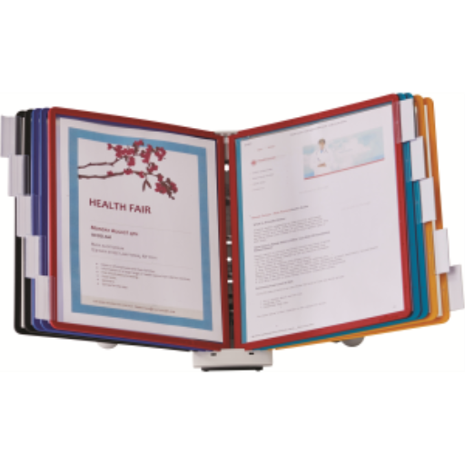 DURABLE Desktop Reference System, 10 Double-Sided Panels, Letter-Size, Assorted Colors, SHERPA Design (554200)