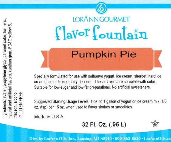 Pumpkin Pie Flavor - 4 oz. - 32 oz. - Ice Cream and Beverage Flavors - LorAnn Oils - Canadian Distribution - Ships Free Within Canada on Orders Above CAD $199