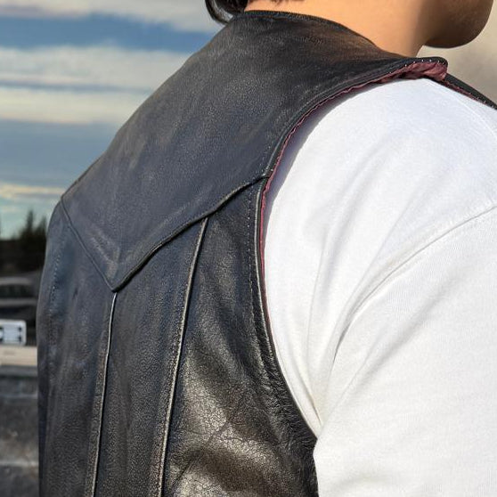 Gilet en cuir lacé sur les côtés pour homme Open Road