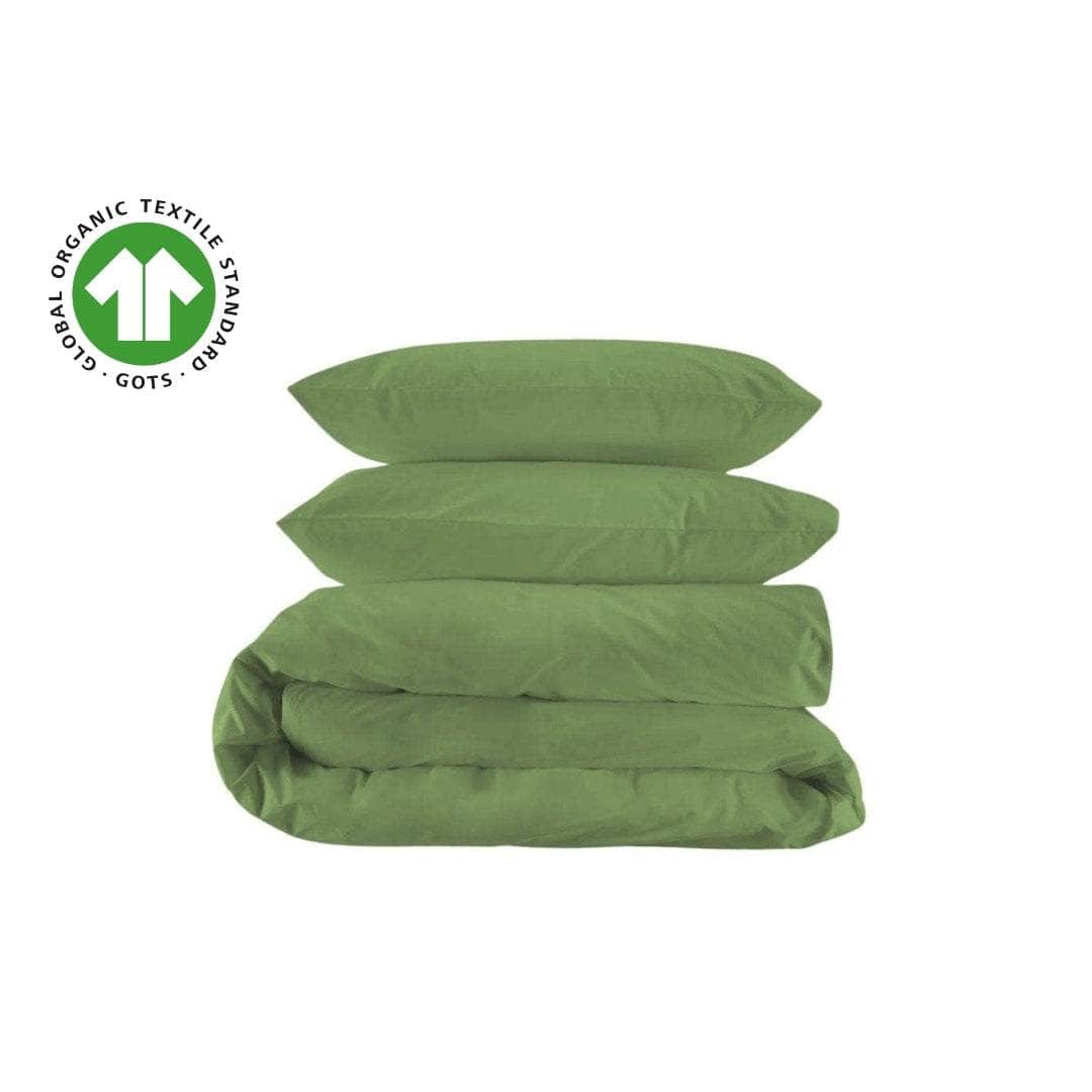 Housse de couette et taies d'oreiller en percale de coton bio essentielle