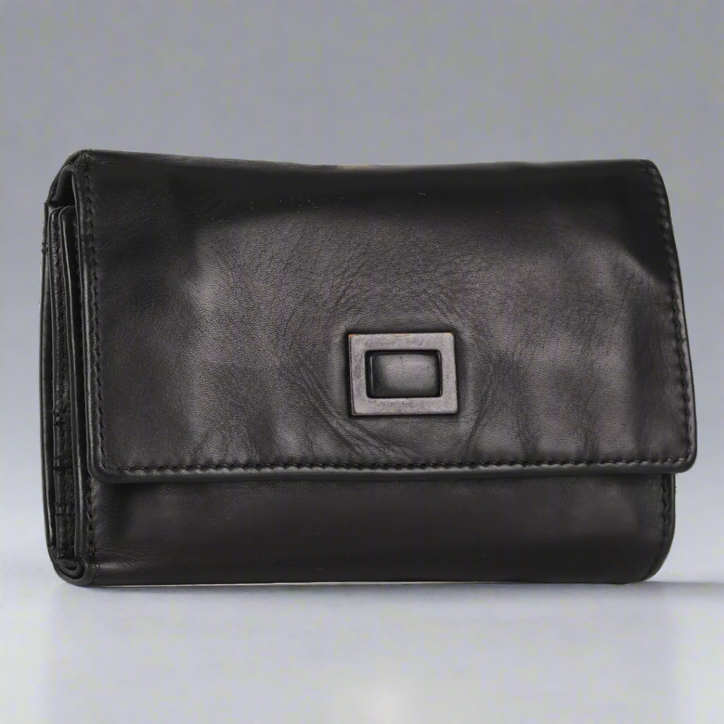 Portefeuille en cuir carré à patte MET pour femme