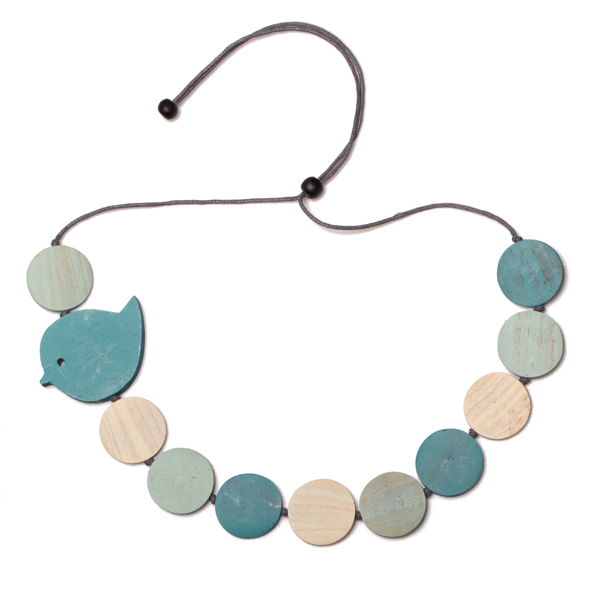 Collier Oiseau Rond en Bois