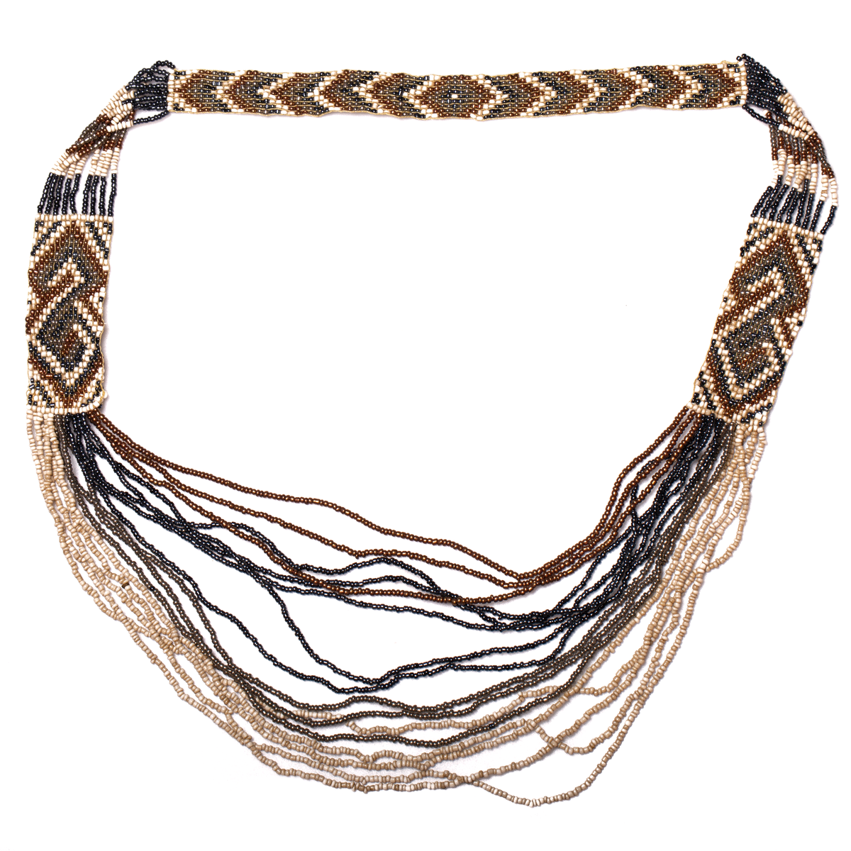 Long collier aztèque en perles