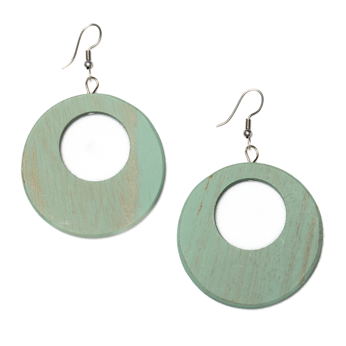 Round Wooden Hoop Earring