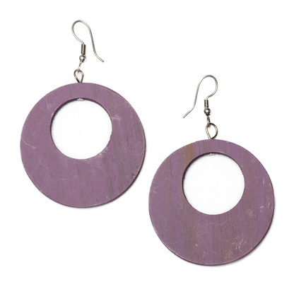 Round Wooden Hoop Earring