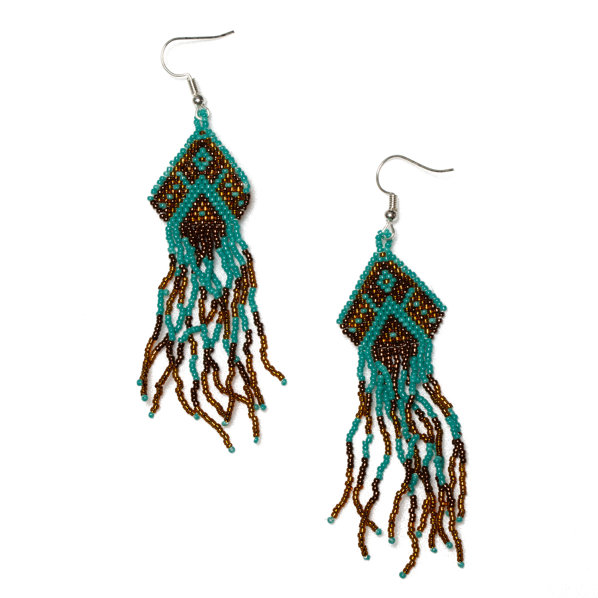 Boucle d'oreille perlée de style aztèque