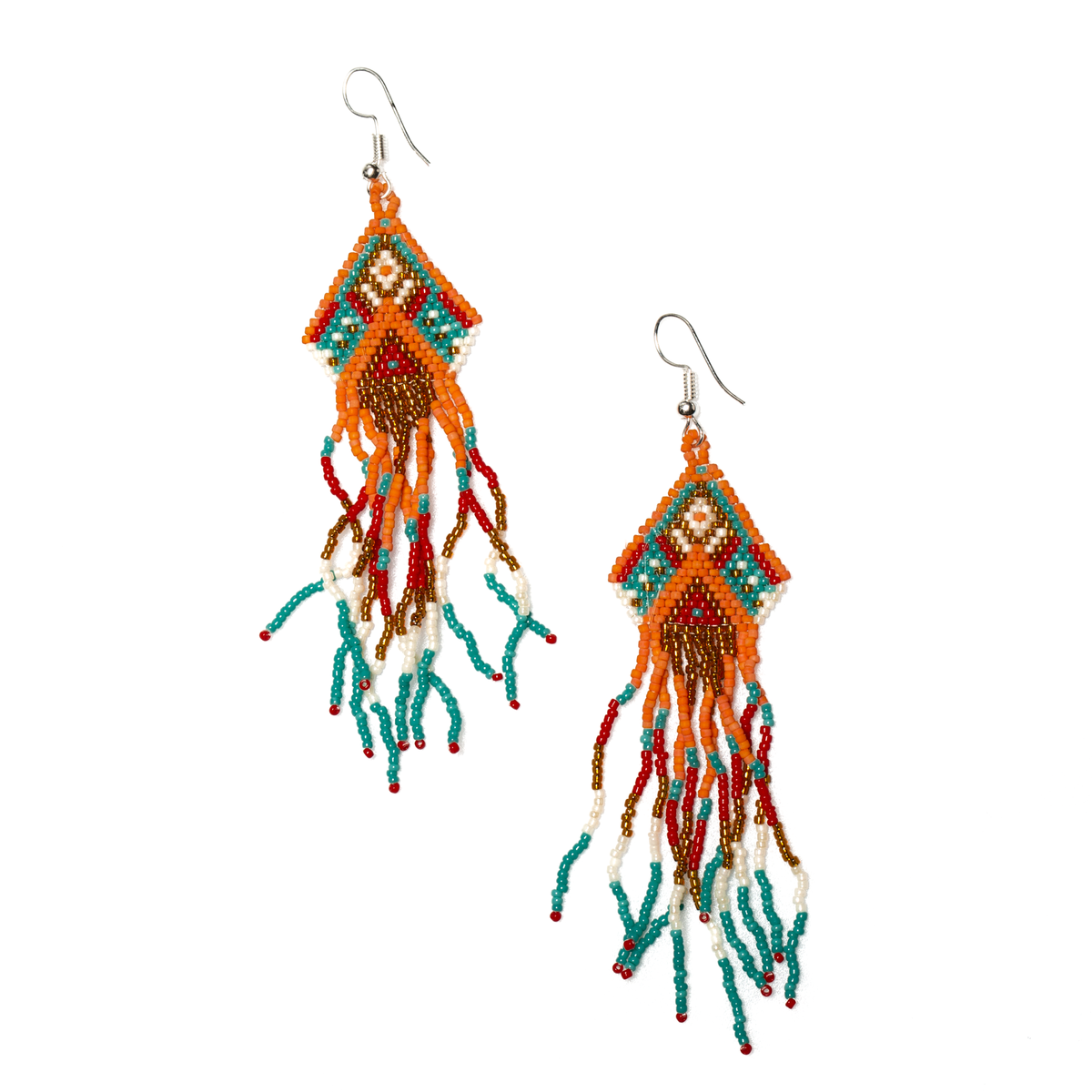 Boucle d'oreille perlée de style aztèque
