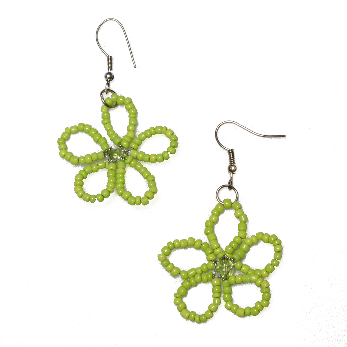 Boucles d'oreilles fleurs perlées
