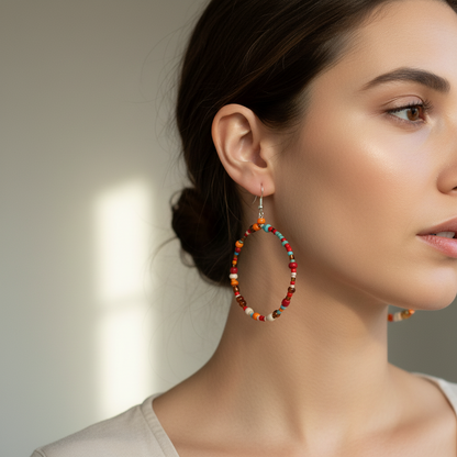 Boucles d'oreilles créoles perlées