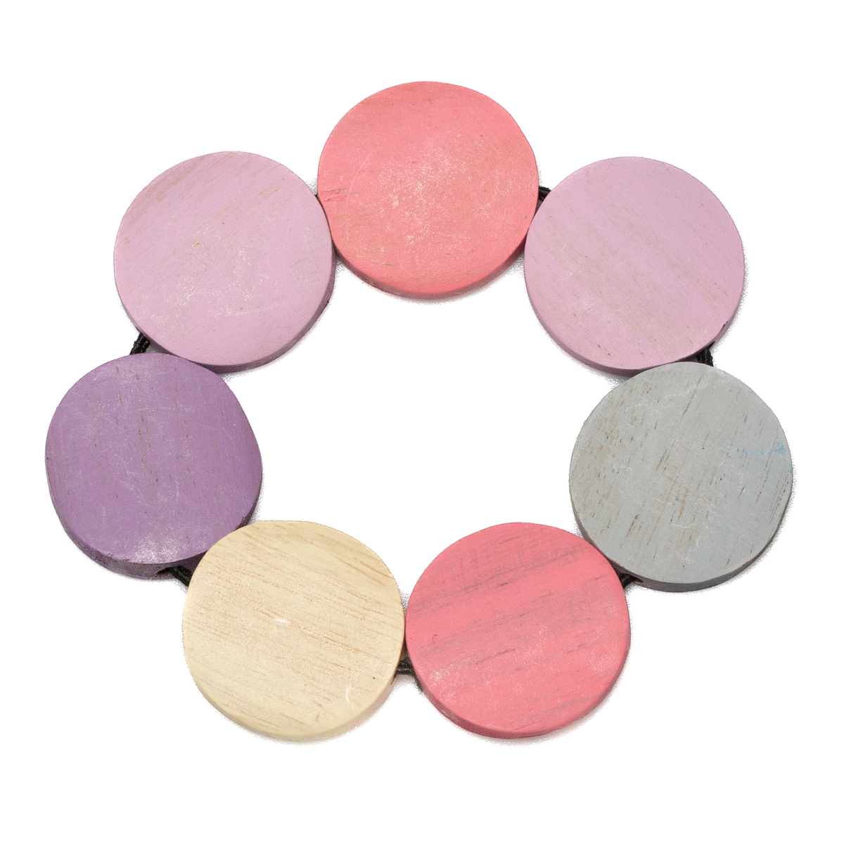 Bracelet élastique en disques de bois