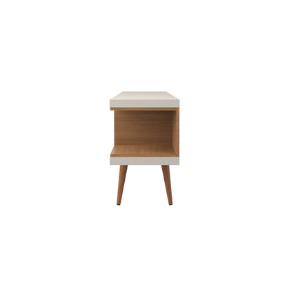 Meuble TV moderne Eureka 53,14 po avec 4 étagères – Blanc cassé lustré/Crème d'érable