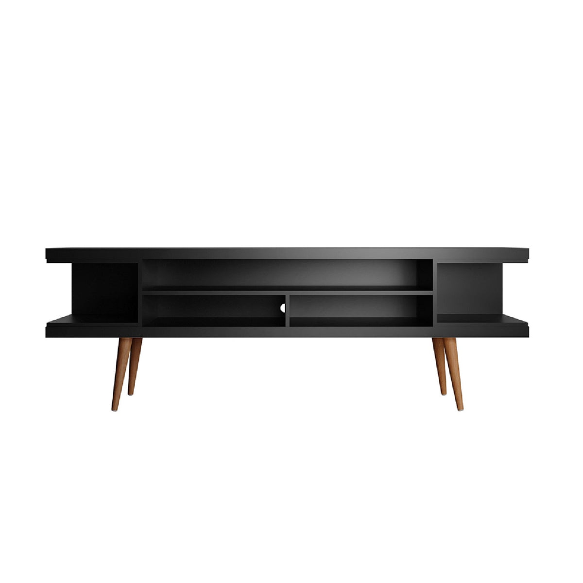 Eureka Modern 70.47" TV Stand with 4 Shelves - Black/Maple Cream