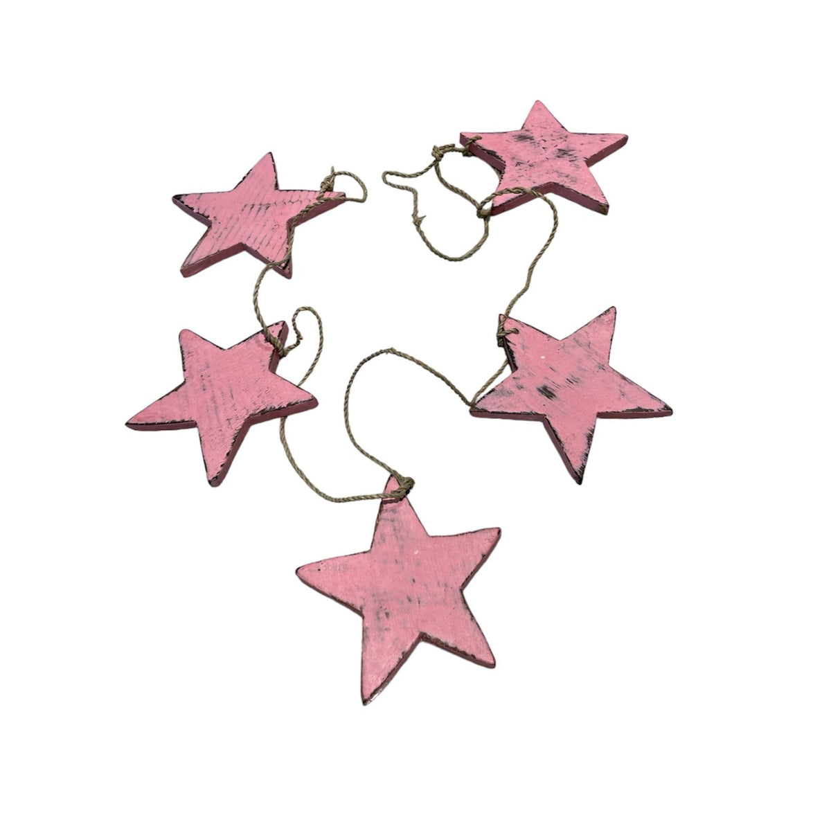Hanging String Of 5 Wooden Stars