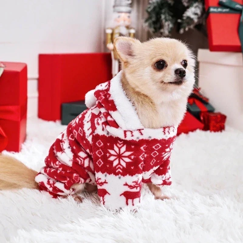 Pyjama de Noël pour chien Nuit douillette | Vêtements de nuit des Fêtes pour chien