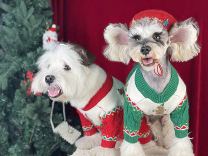 Pull de Noël pour chien en pain d'épices – Tenue tricotée d'hiver pour chiens