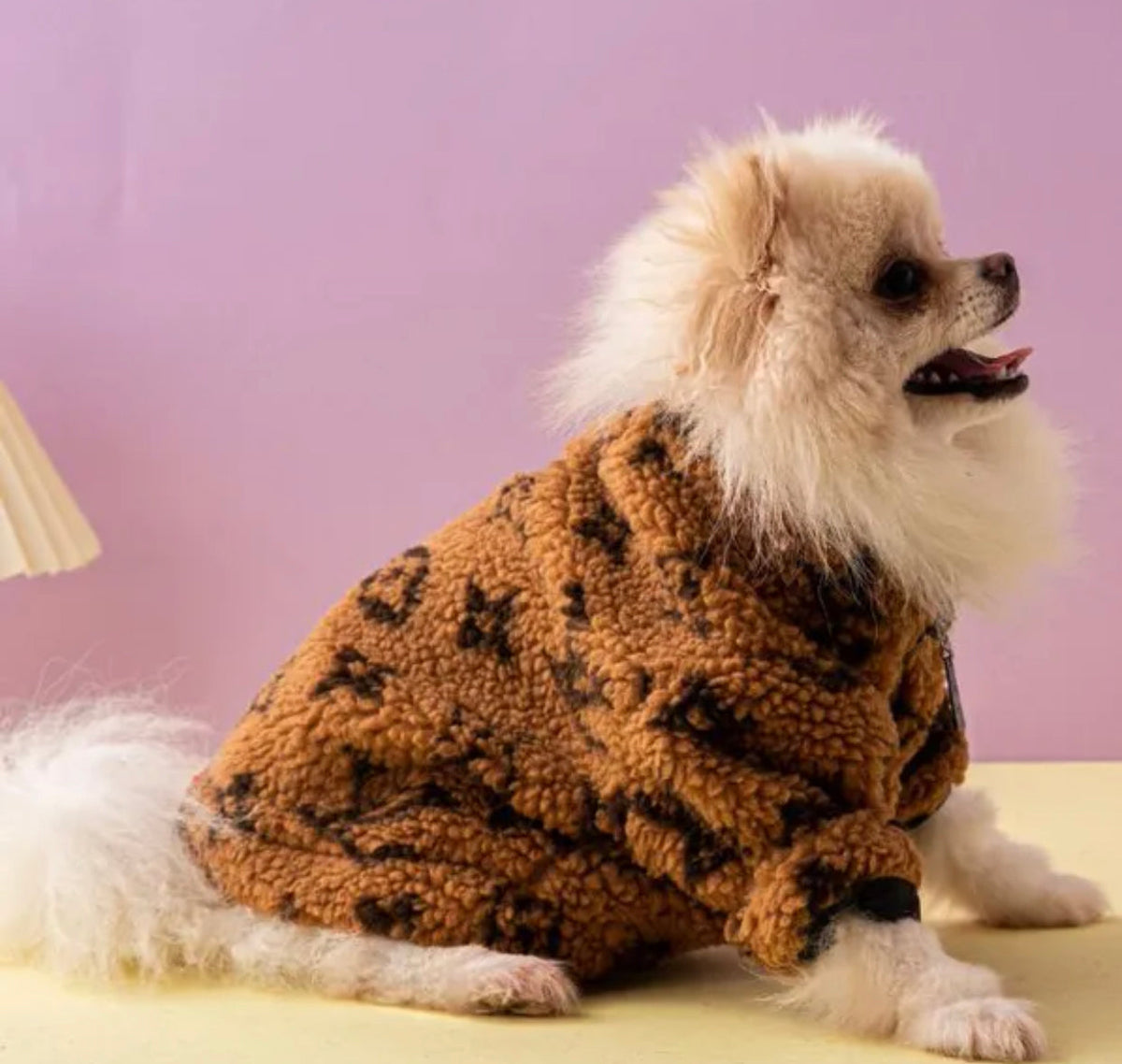 Chewy Vuitawn Fuzzy Dog Sweater | Cozy Dog Coat