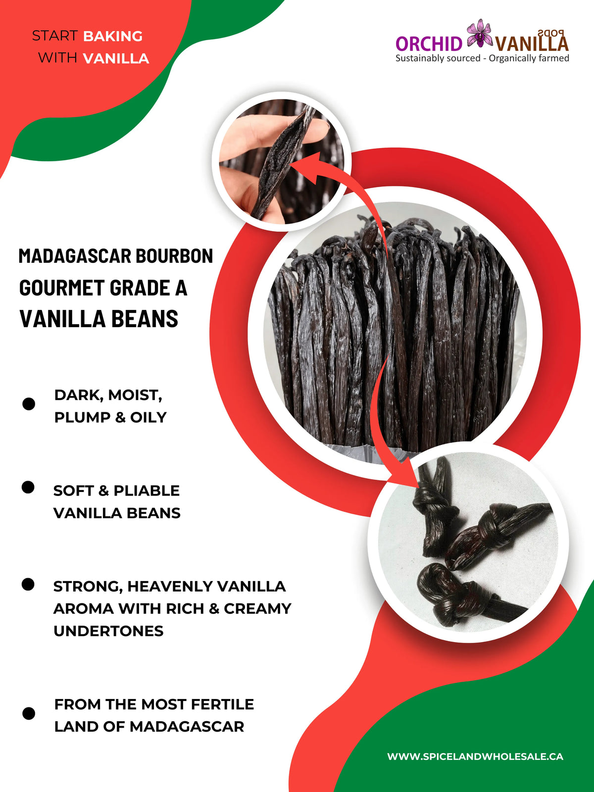 Gousses de vanille Bourbon de Madagascar Grade A Gourmet <br>Pour extrait et pâtisserie<BR>Par livre
