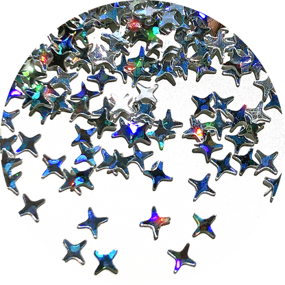 Holographic Silver 4 pointed star Glitter