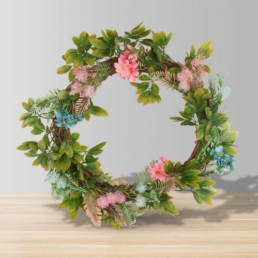 Couronne florale artificielle pastel 48 cm