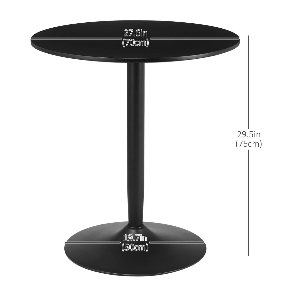 Table à manger ronde moderne Jan avec piètement en acier pour petits espaces - Noir